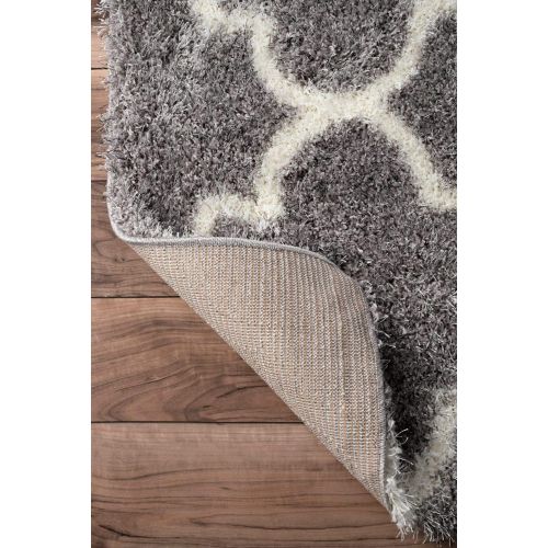  NuLOOM nuLOOM Grey Luna Trellis Shag Area Rug, 7 10 x 10