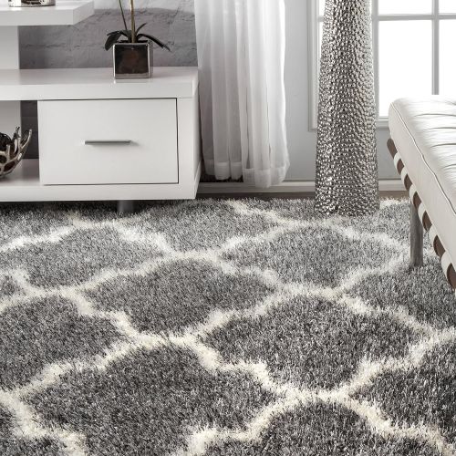  NuLOOM nuLOOM Grey Luna Trellis Shag Area Rug, 7 10 x 10