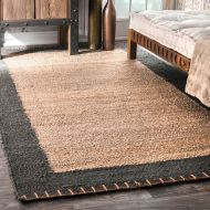 NuLOOM nuLOOM Natura Collection Cameron Jute Solid and Striped Natural Fibers Hand Made Area Rug, 7-Feet 6-Inch by 9-Feet 6-Inch, Natural