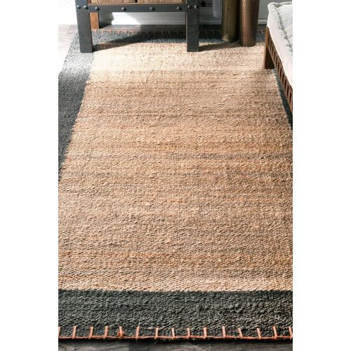  NuLOOM nuLOOM Natura Collection Cameron Jute Solid and Striped Natural Fibers Hand Made Area Rug, 7-Feet 6-Inch by 9-Feet 6-Inch, Natural