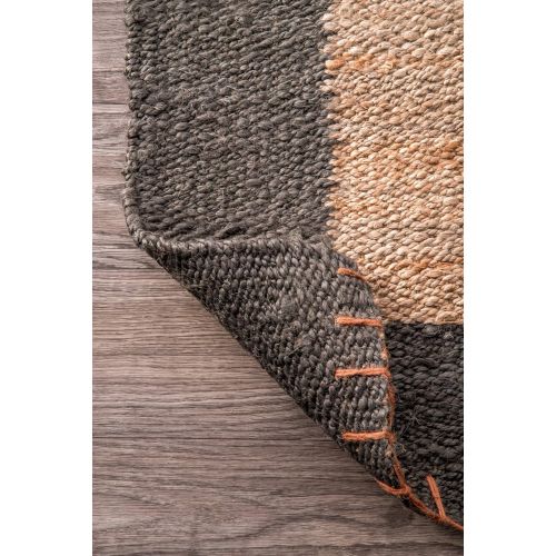  NuLOOM nuLOOM Natura Collection Cameron Jute Solid and Striped Natural Fibers Hand Made Area Rug, 7-Feet 6-Inch by 9-Feet 6-Inch, Natural