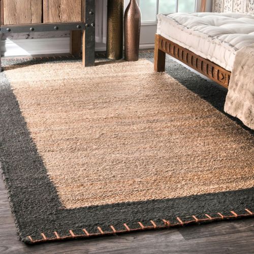  NuLOOM nuLOOM Natura Collection Cameron Jute Solid and Striped Natural Fibers Hand Made Area Rug, 7-Feet 6-Inch by 9-Feet 6-Inch, Natural