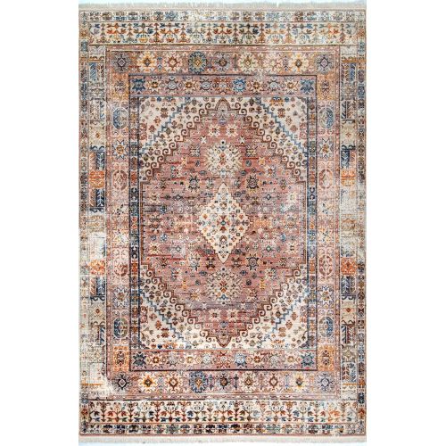  NuLOOM nuLOOM Traditional Flower Medallion Area Rug, 5 3 x 7 7, Violet Pink