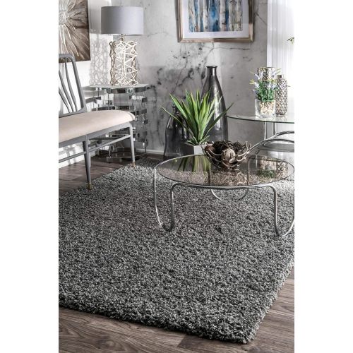  NuLOOM nuLOOM Contemporary Marleen Solid Shag Area Rug, Grey, 5 3 x 7 6