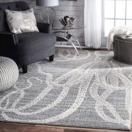 NuLOOM nuLOOM BDTP05B Thomas Paul Octopus Rug, 7 6 x 9 6, Silver