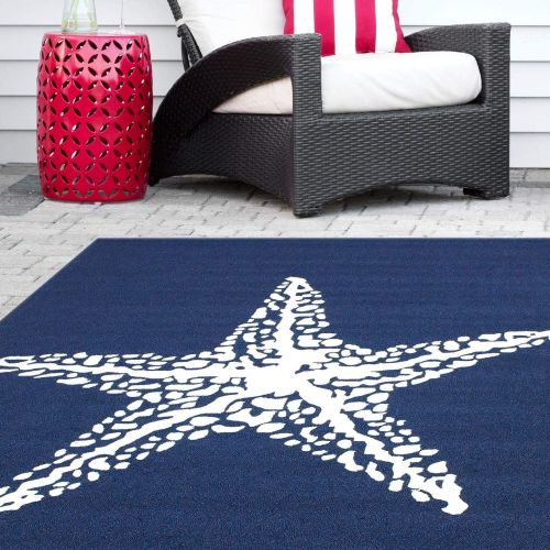  NuLOOM nuLOOM Navy Hand Hooked Marine Indoor Outdoor area rug Area Rug, 6 x 9