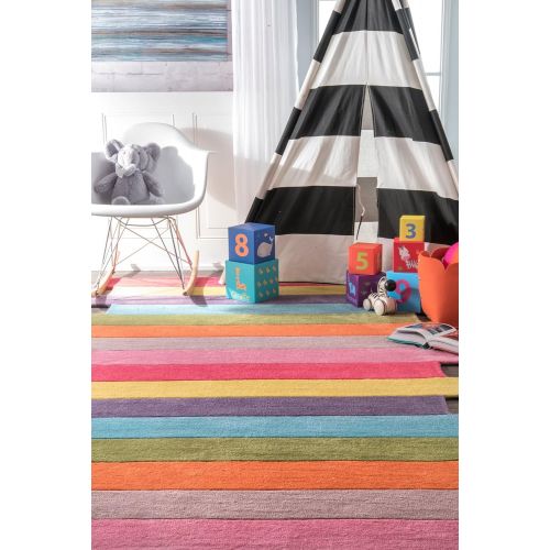  NuLOOM nuLOOM ACR148A-508 Multi Handmade Kids Stripes Rug, 5 Feet by 8 Feet