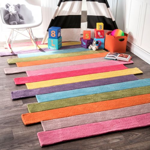  NuLOOM nuLOOM ACR148A-508 Multi Handmade Kids Stripes Rug, 5 Feet by 8 Feet