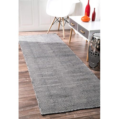  NuLOOM nuLOOM Handmade Fancy Trellis Wool Paddle Runner Area Rugs, 2 6 x 8, Grey