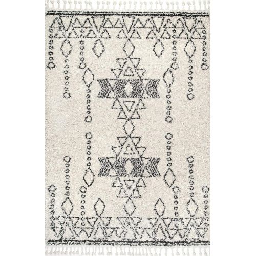  NuLOOM nuLOOM GCDI04A Veola Moroccan Tribal Shag Area Rug, 5 3 x 7 7, Off White