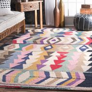 NuLOOM nuLOOM Bohemian Geometric Tribal Hand Made Woolen Runner Area Rugs, 2 6 x 8, Multicolor