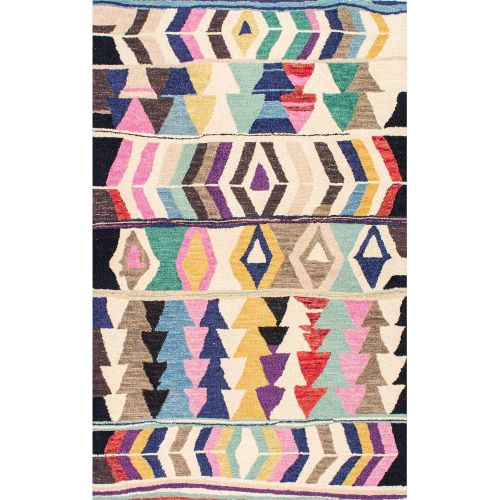  NuLOOM nuLOOM Bohemian Geometric Tribal Hand Made Woolen Runner Area Rugs, 2 6 x 8, Multicolor