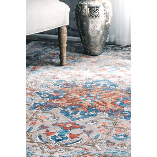  NuLOOM nuLOOM KKAS24B Grey Persian Medallion Caterina Runner, 2.6 x 8, Grey