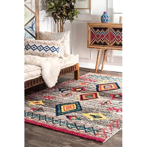  NuLOOM nuLOOM ECCS04B Tribal Nizhoni Shag Area Rug, 5 x 8, Dark Grey