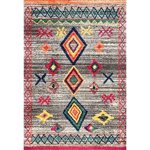  NuLOOM nuLOOM ECCS04B Tribal Nizhoni Shag Area Rug, 5 x 8, Dark Grey