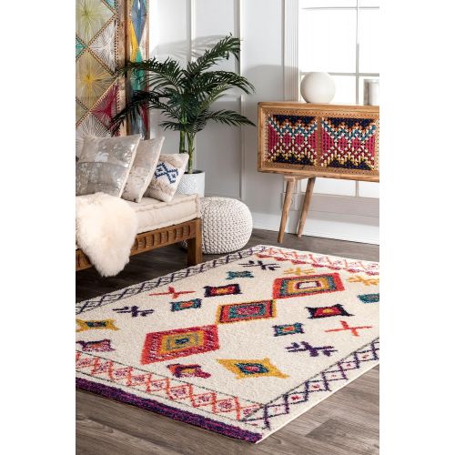  NuLOOM nuLOOM ECCS04B Tribal Nizhoni Shag Area Rug, 5 x 8, Dark Grey