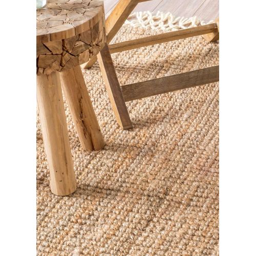  NuLOOM nuLOOM Hand Woven Jute Wool Fringe Runner Area Rugs, 2 6 x 10, Natural