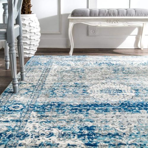  NuLOOM nuLOOM Vintage Persian Verona Round Rug, 8 Round, Blue