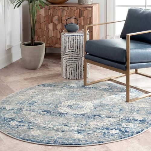  NuLOOM nuLOOM Vintage Persian Verona Round Rug, 8 Round, Blue