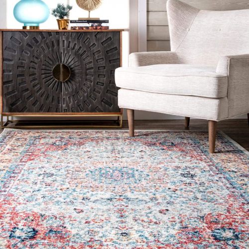  NuLOOM nuLOOM Vintage Persian Verona Round Rug, 8 Round, Blue