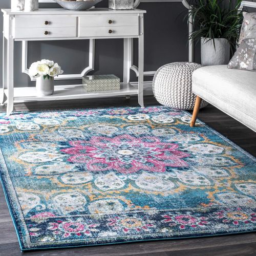  NuLOOM nuLOOM RZBD59C Vintage Floral Kiyoko Rug, 5 x 7 5, Blue