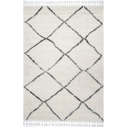  NuLOOM nuLOOM GCDI08A Naima Moroccan Lattice Tassel Area Rug, 5 3 x 7 7, Off White