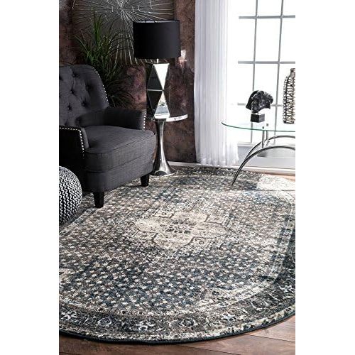  NuLOOM nuLOOM OWTC02A Transitional Kellum Oval Rug, 5 11 x 9 Oval, Slate