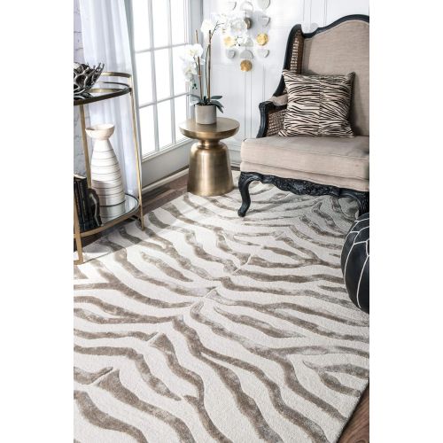  NuLOOM nuLOOM Grey Hand Tufted Plush Zebra Area Rug, 5 x 8