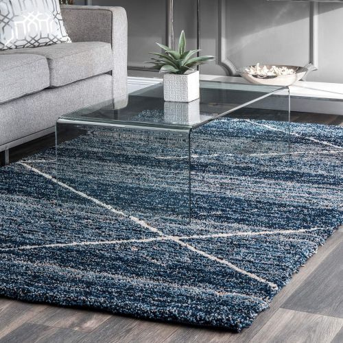  NuLOOM nuLOOM HJKZ07A Hand Tufted Trellis Vito Shag Rug, 6 x 9, Blue