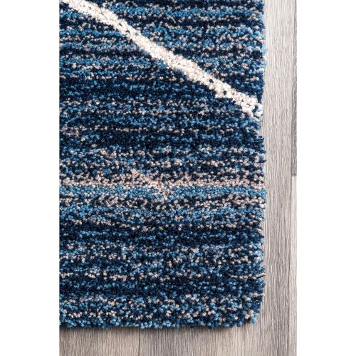  NuLOOM nuLOOM HJKZ07A Hand Tufted Trellis Vito Shag Rug, 6 x 9, Blue