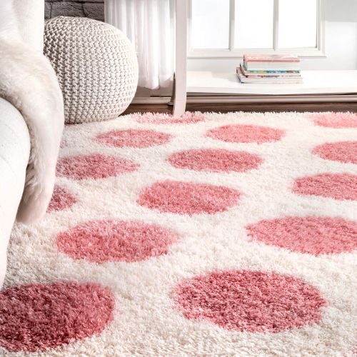  NuLOOM nuLOOM OZAS10A Hannah Polka Dot Shag Area Rug, 7 x 10, Pink