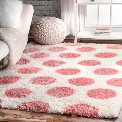  NuLOOM nuLOOM OZAS10A Hannah Polka Dot Shag Area Rug, 7 x 10, Pink