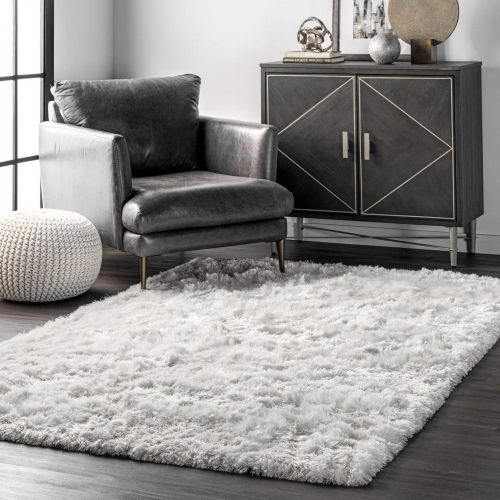  NuLOOM nuLOOM MHSH01B Handwoven Latonia Silkengy Shag Rug, 7 6 x 9 6, Silver