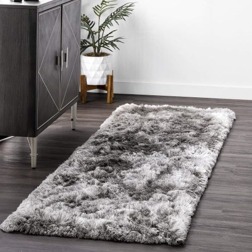  NuLOOM nuLOOM MHSH01B Handwoven Latonia Silkengy Shag Rug, 7 6 x 9 6, Silver