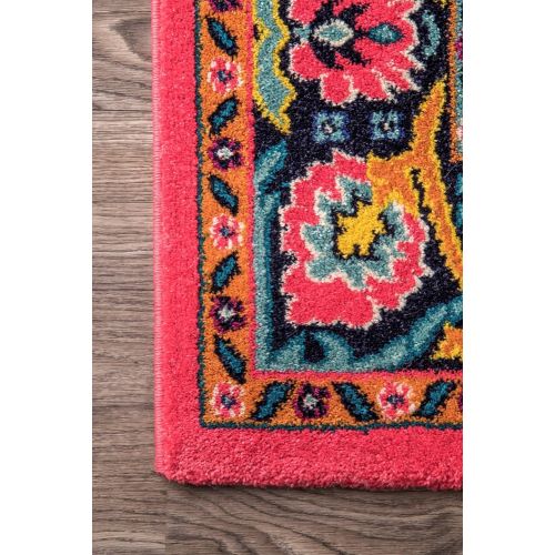  NuLOOM nuLOOM Traditional Vintage Vivid Floral Accents Runner Area Rugs, 2 5 x 8, Pink