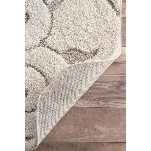  NuLOOM nuLOOM OZSG06A Geometric Maisha Shag Rug, 7 10 Round, Cream