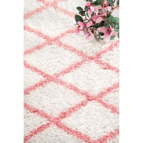  NuLOOM nuLOOM OZAS02C Stasia Diamond Shag Rug, 5 3 x 7 6, Baby Pink