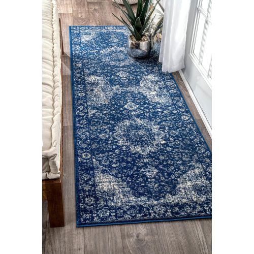  NuLOOM nuLOOM Vintage Persian Verona Runner Rug, 2 8 x 8, Dark Blue