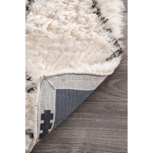  NuLOOM nuLOOM Handmade Moroccan Trellis Wool Shag Rug, 4 Feet by 6 Feet