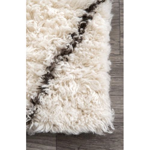  NuLOOM nuLOOM Handmade Moroccan Trellis Wool Shag Rug, 4 Feet by 6 Feet