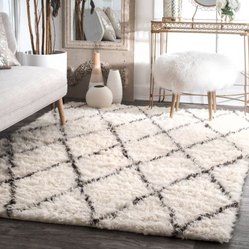  NuLOOM nuLOOM Handmade Moroccan Trellis Wool Shag Rug, 4 Feet by 6 Feet