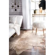 NuLOOM nuLOOM NKCHP08 Brazilian Natural Cowhide Area Rug, 5 x 7, Metallic Beige