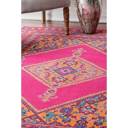  NuLOOM nuLOOM RZSW13A Bordered Medallion Adame Vintage Rug, 5 x 7 5, Navy