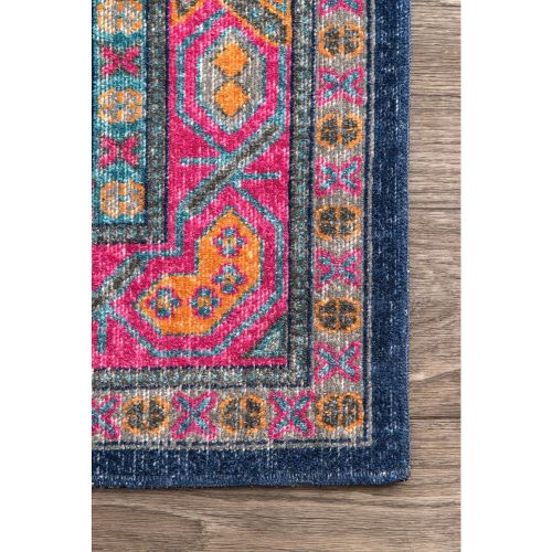  NuLOOM nuLOOM RZSW13A Bordered Medallion Adame Vintage Rug, 5 x 7 5, Navy