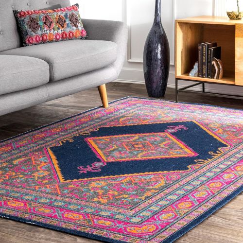  NuLOOM nuLOOM RZSW13A Bordered Medallion Adame Vintage Rug, 5 x 7 5, Navy