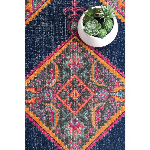  NuLOOM nuLOOM RZSW13A Bordered Medallion Adame Vintage Rug, 5 x 7 5, Navy