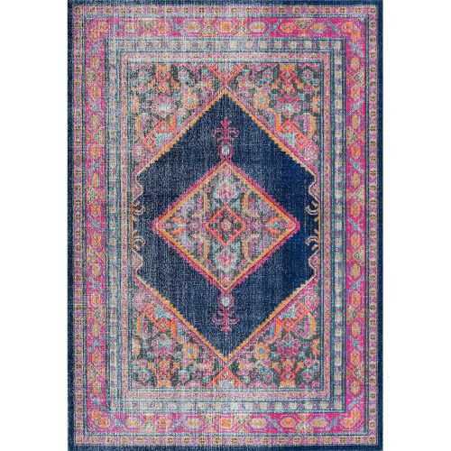  NuLOOM nuLOOM RZSW13A Bordered Medallion Adame Vintage Rug, 5 x 7 5, Navy