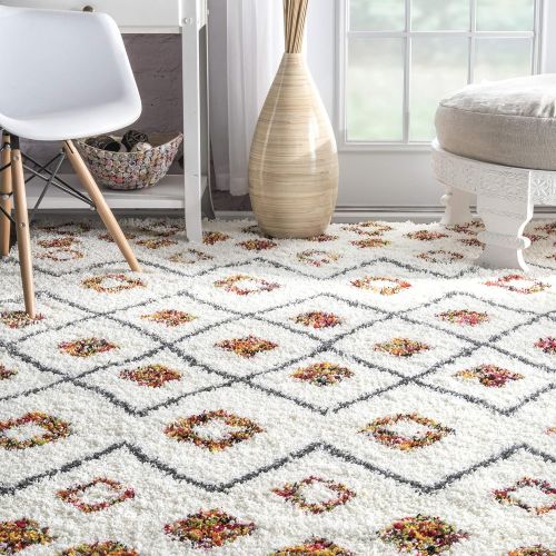  NuLOOM nuLOOM OZXS02A Bohemian Cicelygy Shag Rug, 4 X 6, White