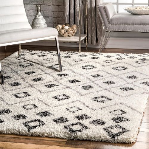  NuLOOM nuLOOM OZXS02A Bohemian Cicelygy Shag Rug, 4 X 6, White