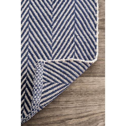  NuLOOM nuLOOM Handwoven Braided Border Denim Rag Area Rugs, 5 x 8, Light Blue